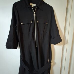 Michael Kors Black Zip-Up Shirt Dress
